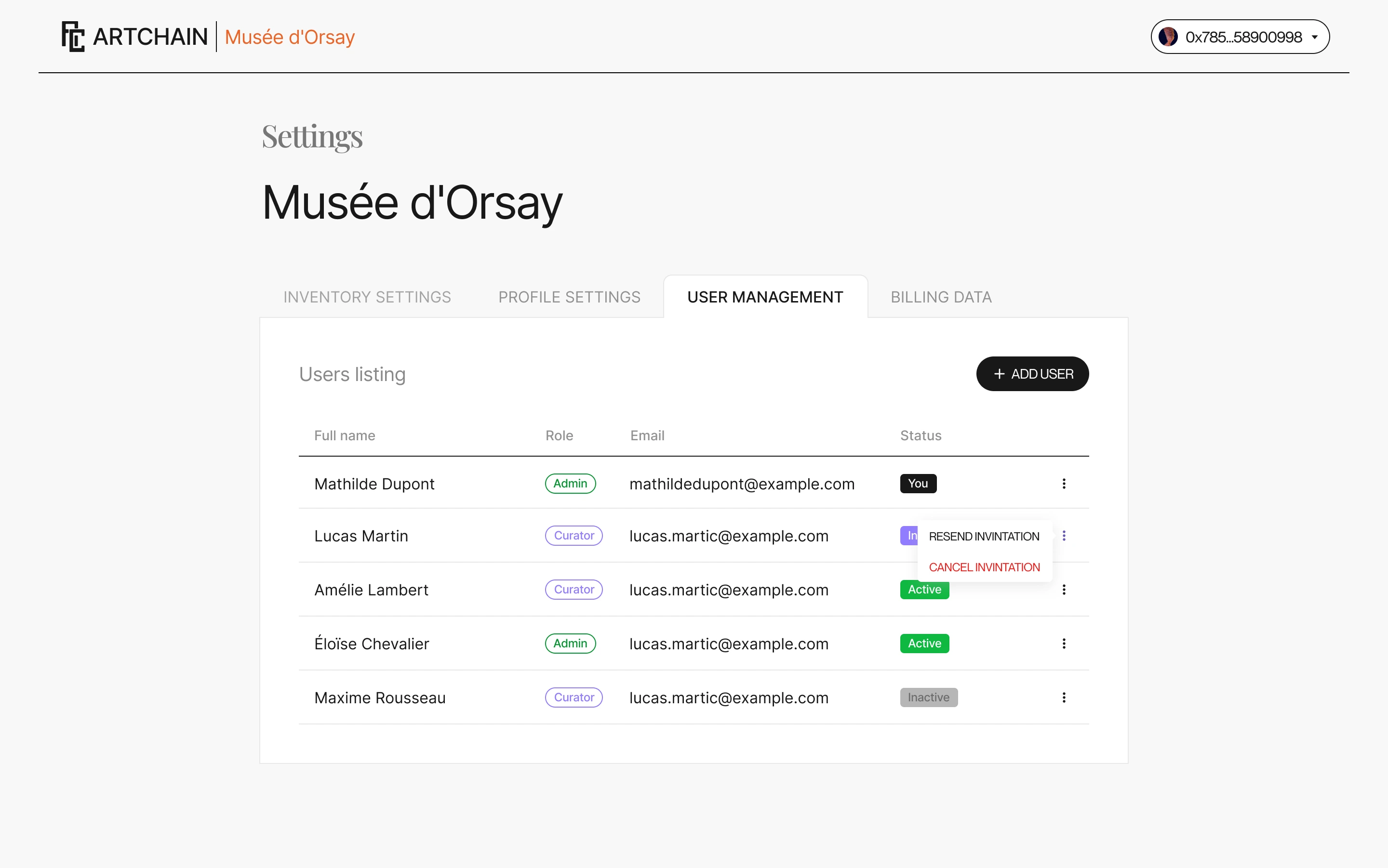 Admin user management with roles